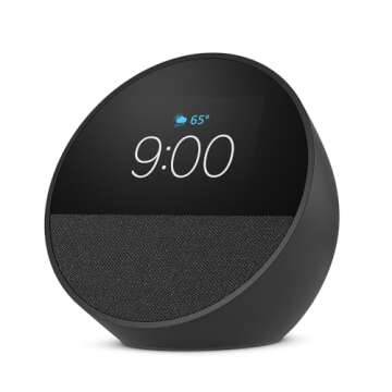 Echo Spot Bundle: Includes Echo Spot (2024 Release) | Black & Made for Amazon Stand with USB-C and USB-A Charging Ports | Black