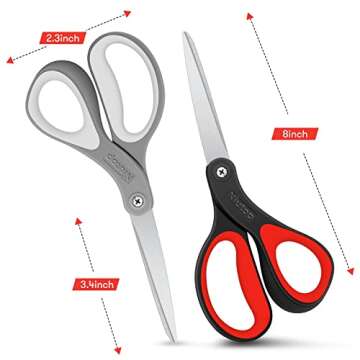 Scissors, Niutop 8" All Purpose Scissors Heavy Duty Ergonomic Comfort Grip Sewing Shears Sharp Scissors for Office Home Household Sewing High/Middle School Students Teacher Art Craft DIY Supplies