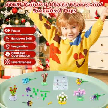 Advent Calendar 2024 Building Block Flowers for Kids, 24 Days of Christmas Countdown Building Blocks, 24 Kinds of Flowers, Unique Fun Advent Calendar Teen Boys Girls