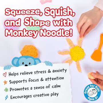 Impresa Monkey Foam from The Original Monkey Noodle 5 Giant Blocks, Squishy Sensory Toys for Kids with Unique Needs Fosters Creativity, Fun Play Foam, Great for Classrooms, Home, & Playtime Ages 3+