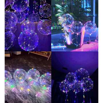 LED Balloons 10 Pack, Light Up Balloons 20 Inches Clear Helium Bobo Balloons, Glow Bubble Balloons with String Lights for Valentines Day Halloween Christmas Wedding Birthday Party Decoration