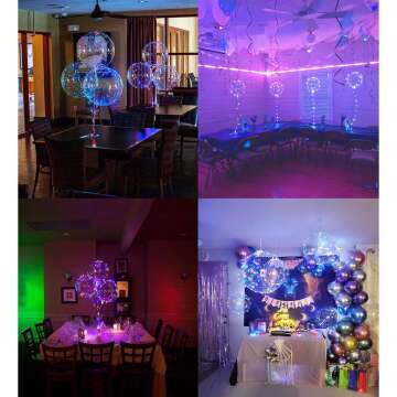 LED Balloons 10 Pack, Light Up Balloons 20 Inches Clear Helium Bobo Balloons, Glow Bubble Balloons with String Lights for Valentines Day Halloween Christmas Wedding Birthday Party Decoration