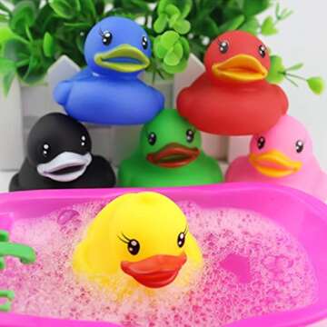 Novelty Place 12Pcs Assorted Rubber Duck Float Ducky Baby Bath Shower Toy - Colorful Mini Bath Duckies for Toddlers and Kids | Birthday Gift, Party Favor, Bathtub Decoration