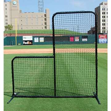 Trigon Sports Black Series L-Screen, L Screen Replacement Net, Softball & Baseball Pitching Net, L Shape Net for Training, Size: 7' x 7'