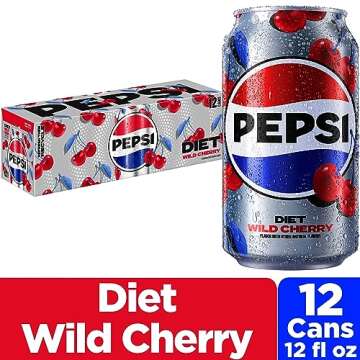 Diet Pepsi Cola Soda Pop, Wild Cherry, 12oz Cans (12 Pack)