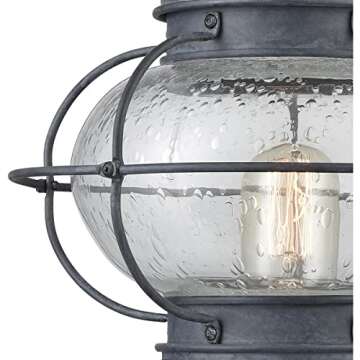 Elk Home Onion Post Light - 1-Light in Aged Zinc Finish, with Clear Seeded Glass, Traditional Style