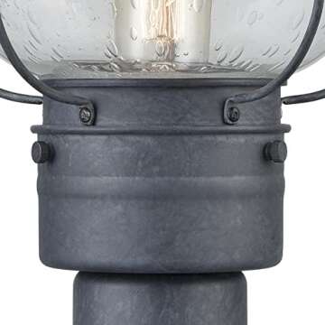 Elk Home Onion Post Light - 1-Light in Aged Zinc Finish, with Clear Seeded Glass, Traditional Style