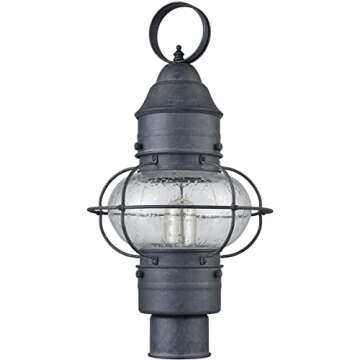 Elk Home Onion Post Light - 1-Light in Aged Zinc Finish, with Clear Seeded Glass, Traditional Style