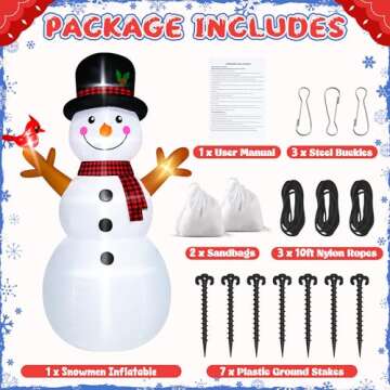 12FT Christmas Snowman Inflatables, Huge Blow Up Snowman Inflatables Decor, Lighted Christmas Outdoor Inflatable Decorations, Xmas Inflatables Snowman for Lawn Yard Holiday Party