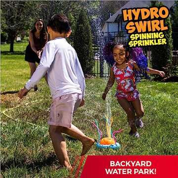 Hydro Swirl Spinning Water Sprinkler for Kids Outdoor Play – Kids Sprinklers for Yard Outdoor Activities – Splashing Outdoor Water Play Toy W. Wiggle Tubes – TIDAL STORM Water Sprinklers for Yard Kids