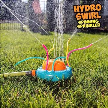 Hydro Swirl Spinning Water Sprinkler for Kids Outdoor Play – Kids Sprinklers for Yard Outdoor Activities – Splashing Outdoor Water Play Toy W. Wiggle Tubes – TIDAL STORM Water Sprinklers for Yard Kids