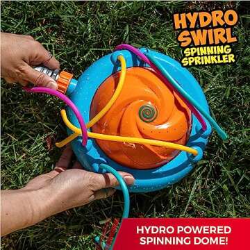 Hydro Swirl Spinning Water Sprinkler for Kids Outdoor Play – Kids Sprinklers for Yard Outdoor Activities – Splashing Outdoor Water Play Toy W. Wiggle Tubes – TIDAL STORM Water Sprinklers for Yard Kids