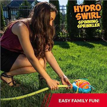 Hydro Swirl Spinning Water Sprinkler for Kids Outdoor Play – Kids Sprinklers for Yard Outdoor Activities – Splashing Outdoor Water Play Toy W. Wiggle Tubes – TIDAL STORM Water Sprinklers for Yard Kids