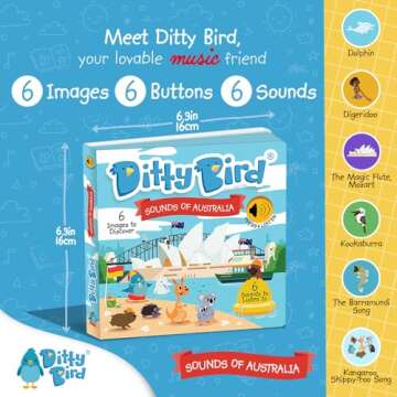 Ditty Bird Musical Toddler Books | Fun Sensory Songs of Australia | Sing Along Books for Toddlers 1-3 | Interactive Talking Book | Sturdy Baby Sound Books | Australian Nursery Rhyme Toys with Koala