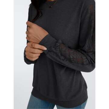 Trendy AUTOMET Women's Long Sleeve Lace Top 2024