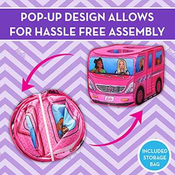 Barbie Camper Pop Up Play Tent – Large Princess Castle Tent for Girls | Folds for Easy Storage with Carrying Bag Included | Amazon Exclusive – Sunny Days Entertainment