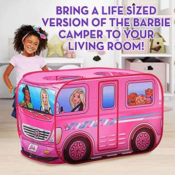 Barbie Camper Pop Up Play Tent – Large Princess Castle Tent for Girls | Folds for Easy Storage with Carrying Bag Included | Amazon Exclusive – Sunny Days Entertainment