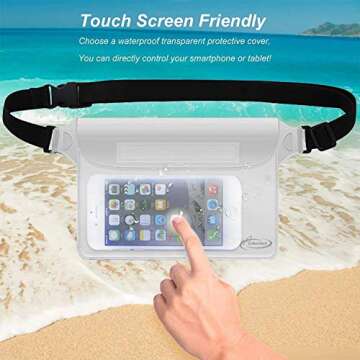 AiRunTech Waterproof Pouch with Waist Strap (2 Pack) | Beach Accessories Best Way to Keep Your Phone and Valuables Safe and Dry | Perfect for Boating Swimming Snorkeling Kayaking Beach Pool Water Park