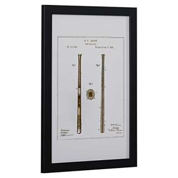 Amazon Brand – Stone & Beam Modern Gold Print of 1885 Baseball Bat Patent, White Frame, 15" x 21"