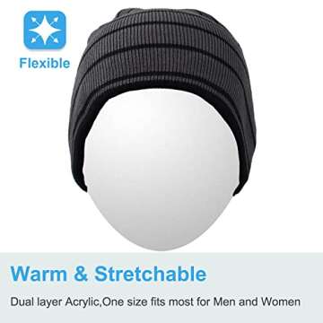 Rotibox Bluetooth Beanie Hat Wireless Headphone for Outdoor Sports Xmas Gifts