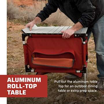 Camp Chef Sherpa Table & Organizer - Camping Storage for Outdoor Cooking & Camping Gear - Aluminum Table Top