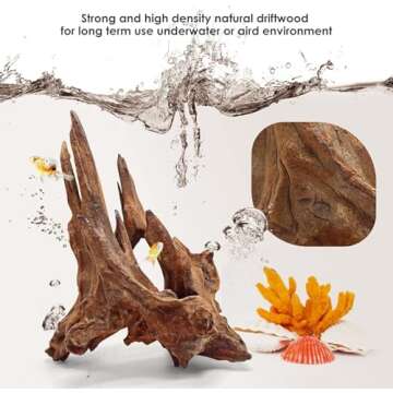 Jorewood Natural Large Coral Driftwood for Aquarium Fish Tank Decorations Reptile Decor, Assorted Driftwood Branch 7-11" Pack of 3