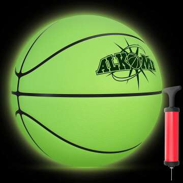 ALKOMI Glow in The Dark Basketball - LED Light Up Ball for Kids