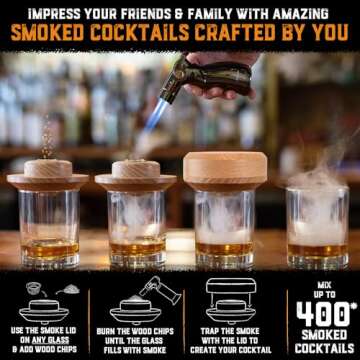 Whiskey Smoker Kit with Torch, Butane & 8 Wood Flavors