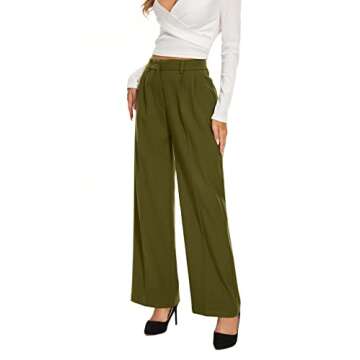 FUNYYZO Women Wide Leg Pants High Elastic Waisted in The Back Business Work Trousers Long Straight Suit Pants