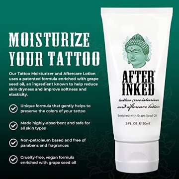 After Inked Tattoo Aftercare Lotion and Foam Cleanser Bundle - with 3oz Tattoo Lotion Aftercare and 1.7oz Tattoo Aftercare Foam Wash, Essential Tattoo Supplies, Premium Skincare Tattoo Aftercare Kit