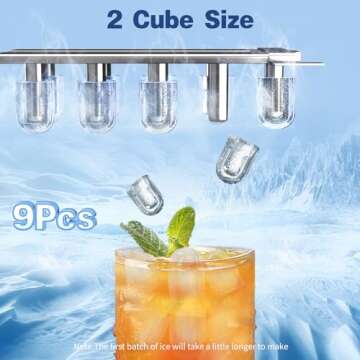 JINJUNYE Ice Maker Countertop 28Lbs/Day, 15H Timer, 9 Ice Cubes in 6 Mins, Self-Cleaning Portable Ice Makers 2 Size Bullet Cube, Ice Machine Maker with Scoop, for Home, Kitchen, Camping