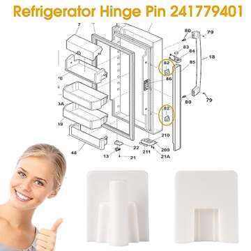 241779401 Refrigerator Door Hinge Pin Compatible with Frigidaire Electrolux Kenmore Refrigerator Door 1512662 AP4393564 AH2358752 EA2358752 PS2358752, Mullion, Upper or Lower Hinge Pin 1 Pack