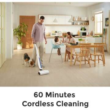 Hizero Cordless Hard Floor Cleaner F500, 60 Mins Run Time Long Standby Stick Cleaner, Lightweight & Ultra-quiet Upright Hardwood Cleaners, Wet & Dry Bionic Mop, White