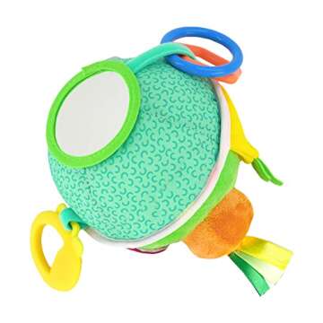 Infantino Busy Lil’ Sensory Ball - 9 Activities, Teether, Selfie Mirror, Rattle Sounds, Encourages Fine and Gross Motor Skill Development, for Babies 3M+