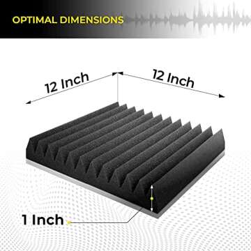 12 Pack High Density Acoustic Panels - Studio Foam Wedges