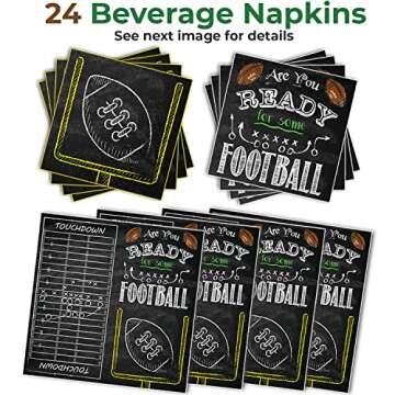 Football Party Supplies Kit Serve 24, Includes: Big Game Football Plates, Football themed Napkins, Football Inspired Cups for Football Party, Tailgate Party, Football Party Decorations. Total 72 PCS