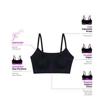 Maidenform Pure Comfort Bralette with Smoothing Fit, Wireless Bra, No-Roll Lightweight T-Shirt Bra for Everyday Wear, Sandshell, Medium