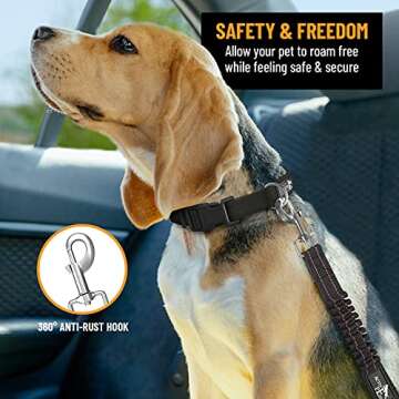 Active Pets Dog Seatbelt, Adjustable Safety Dog Seat Car Harness, Dog Seat Belt for Pets - Durable Dog Seatbelts for Cars - Dog Car Seat Belt for Dogs, Dog seat Belts for Large Dogs, Medium, & Small