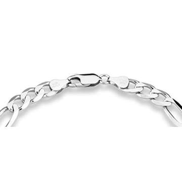 Italian 925 Silver Figaro Link Bracelet for Men