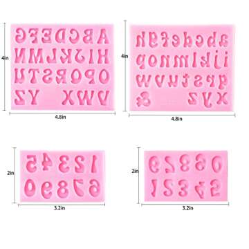 GELIFATLE Letters Molds and Numbers Molds, Silicone Fondant Mold Chocolate Molds, 0-9 Number and 26 Letters Silicone Molds for Baking Desserts and Cake Decoration (4 pack)