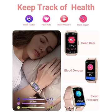 Amzhero Health Fitness Tracker with 24/7 Heart Rate, Blood Oxygen, Blood Pressure, Sleep Tracker, 5ATM Waterproof Activity Trackers with Step Tracker, Pedometer (S & L Bands Included)