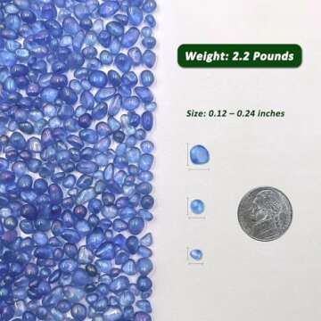 BXI 2.2 Lbs Small Aquarium Substrate Gravel Sand, Polished Smooth Fish Tank Gravel, Colorfast Uncoated Vibrant Blue Sea Glass, Decorative Stones for Vase Fillers, Fairy Garden, Potted Plants