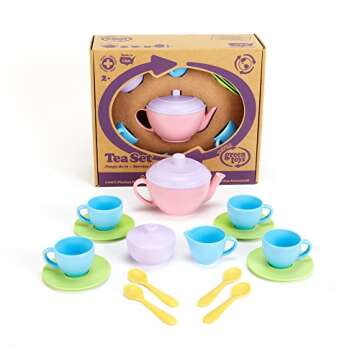 Green Toys Tea Set - BPA / Phthalates Free Play Toys for Gross Motor, Fine Skills Development. Kitchen Toys