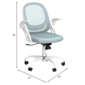 Home Office Chair Work Desk Chair Comfort Ergonomic Swivel Computer Chair, Breathable Mesh Desk Chair, Lumbar Support Task Chair with Wheels and Flip-up Arms and Adjustable Height