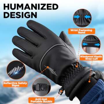 rivmount Winter Gloves Women Men, Thermal Ski Gloves for Cold Weather with Warm, Waterproof, Touchscreen for Running, Skiing