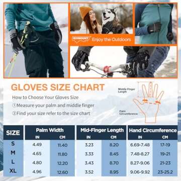 rivmount Winter Gloves Women Men, Thermal Ski Gloves for Cold Weather with Warm, Waterproof, Touchscreen for Running, Skiing