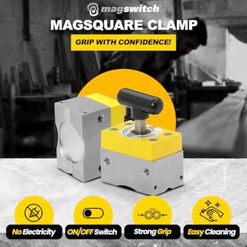 Magswitch MagSquare 165 Magnetic Welding Square Base Clamp Holder for Welding Kit, Tools, Supplies and Accessories, Magnet Switch with On/Off Capabilities, 150 lb Holding Force, black