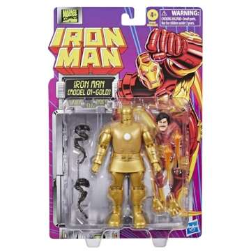 Marvel Legends Series Iron Man (Model 01 - Gold), Iron Man Comics Collectible 6-Inch Action Figure, Retro-Inspired Blister Card