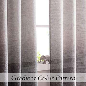 Central Park Ombre Light Filtering Curtain Panel Linen Gradient Print on Rayon Blend Fabric Drapery Treatments for Living Room/Bedroom, Cream White to Gray, 40"x84"x2