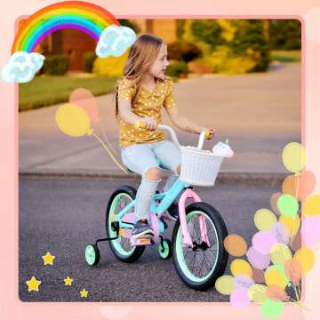 Rainbow Kids Bike for Ages 2-7 with Training Wheels